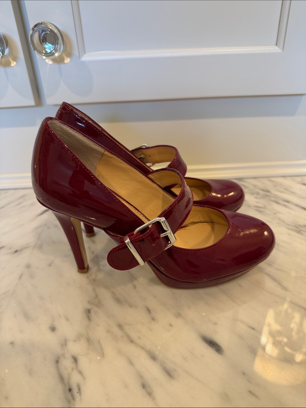 Gianni Bini Burgundy Patent Mary Jane Heels
